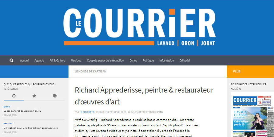 Richard Apprederisse, peintre & restaurateur d’œuvres d’art - Le courrier 2016