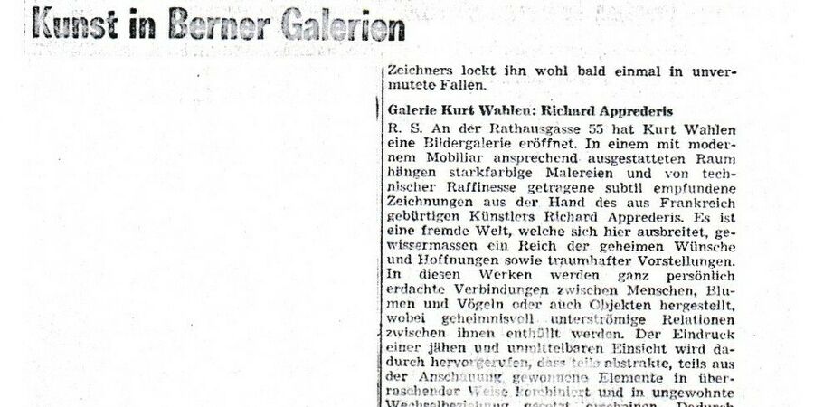 Exposition Kurt Wahlen 1974 - Berner Tagblatt