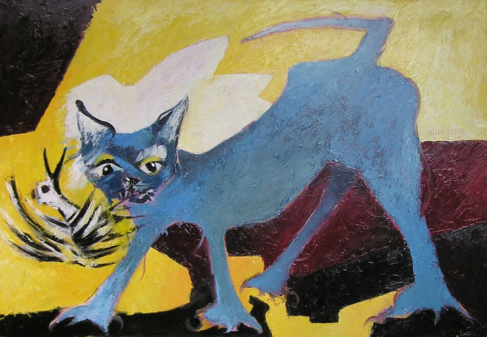 Peinture Le Chat Et L Oiseau Richard Apprederis