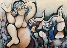 1030 - Nu aux deux chats 1